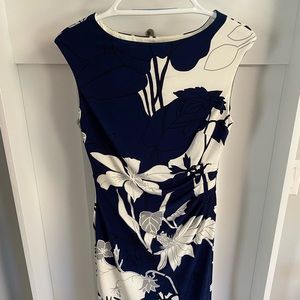 Ralph Lauren Cocktail Dress. Size 6. Blue ivy pattern